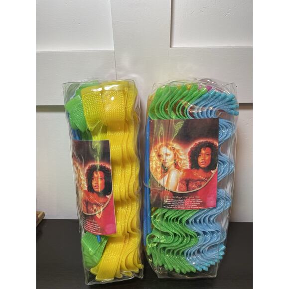 68 Pcs Hair Curlers Spiral Curls No Heat Wave Hair Styling Kit with Hook Neon - Picture 1 of 5